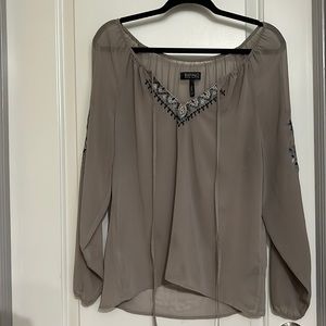Buffalo sheer top in light grey with gorgeous embroidery